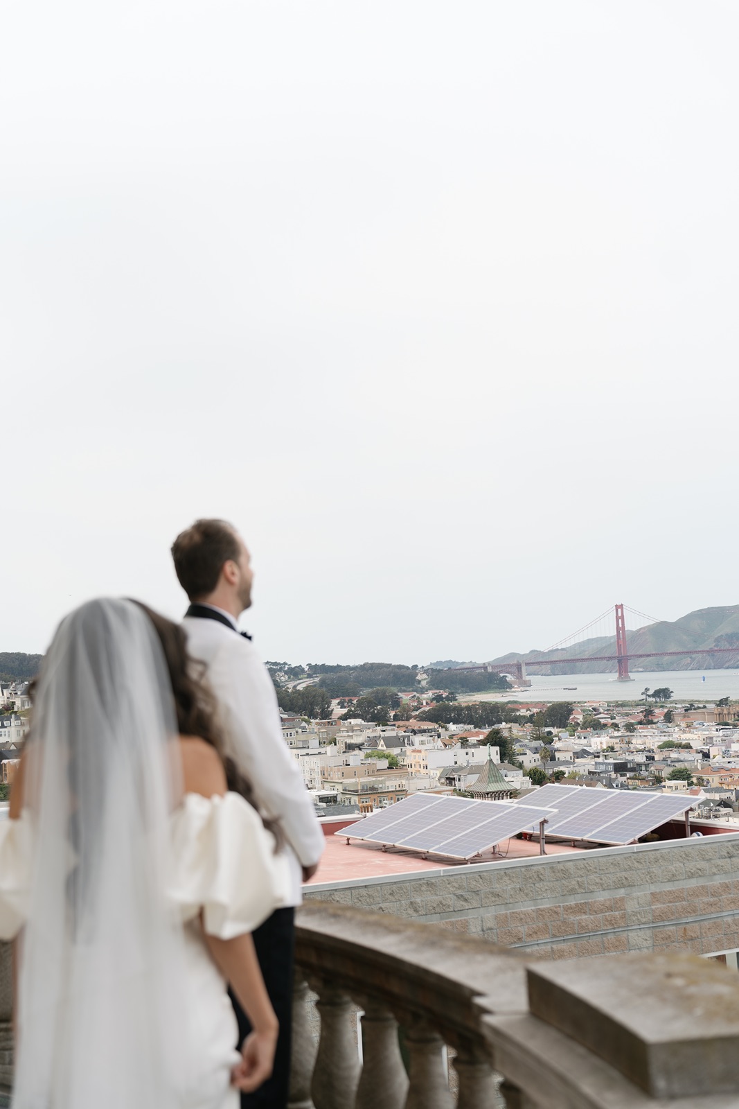 Bride and groom have first look at Flood Mansion wedding
