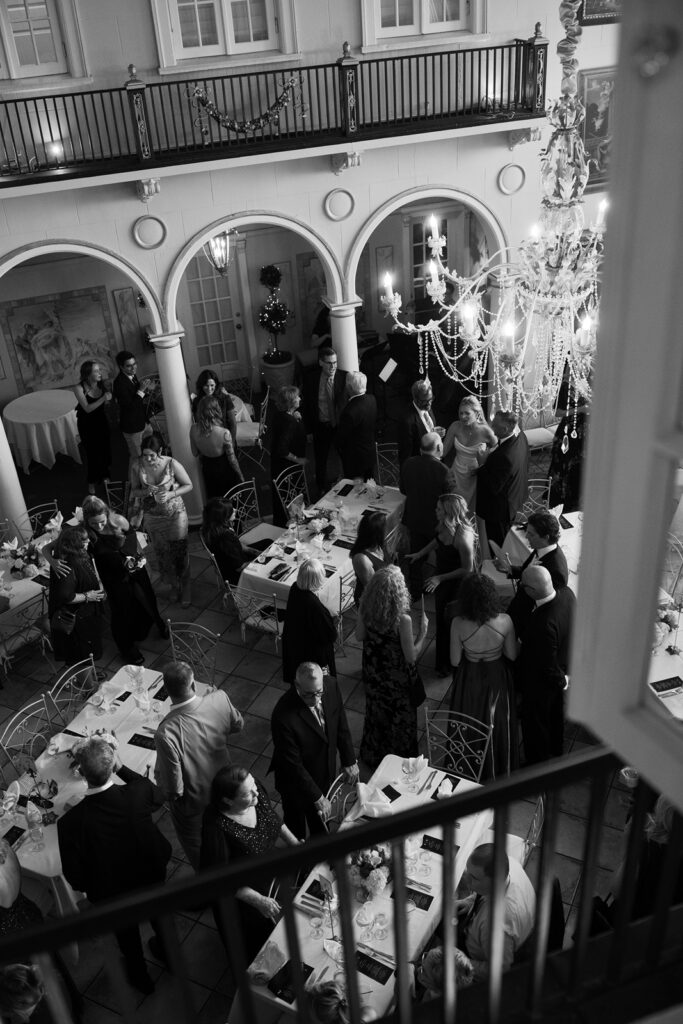 Guests enjoy cocktail hour at Grand Island Mansion