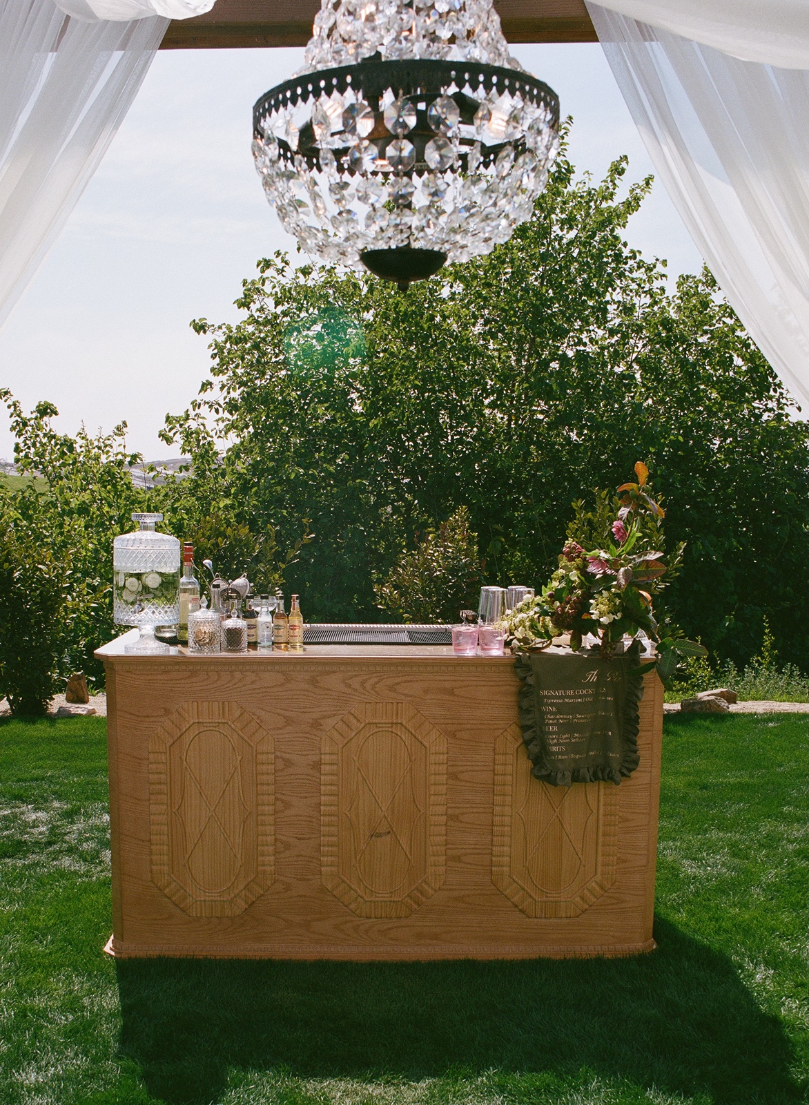 Bar setup for the Jeune Perche Estate wedding