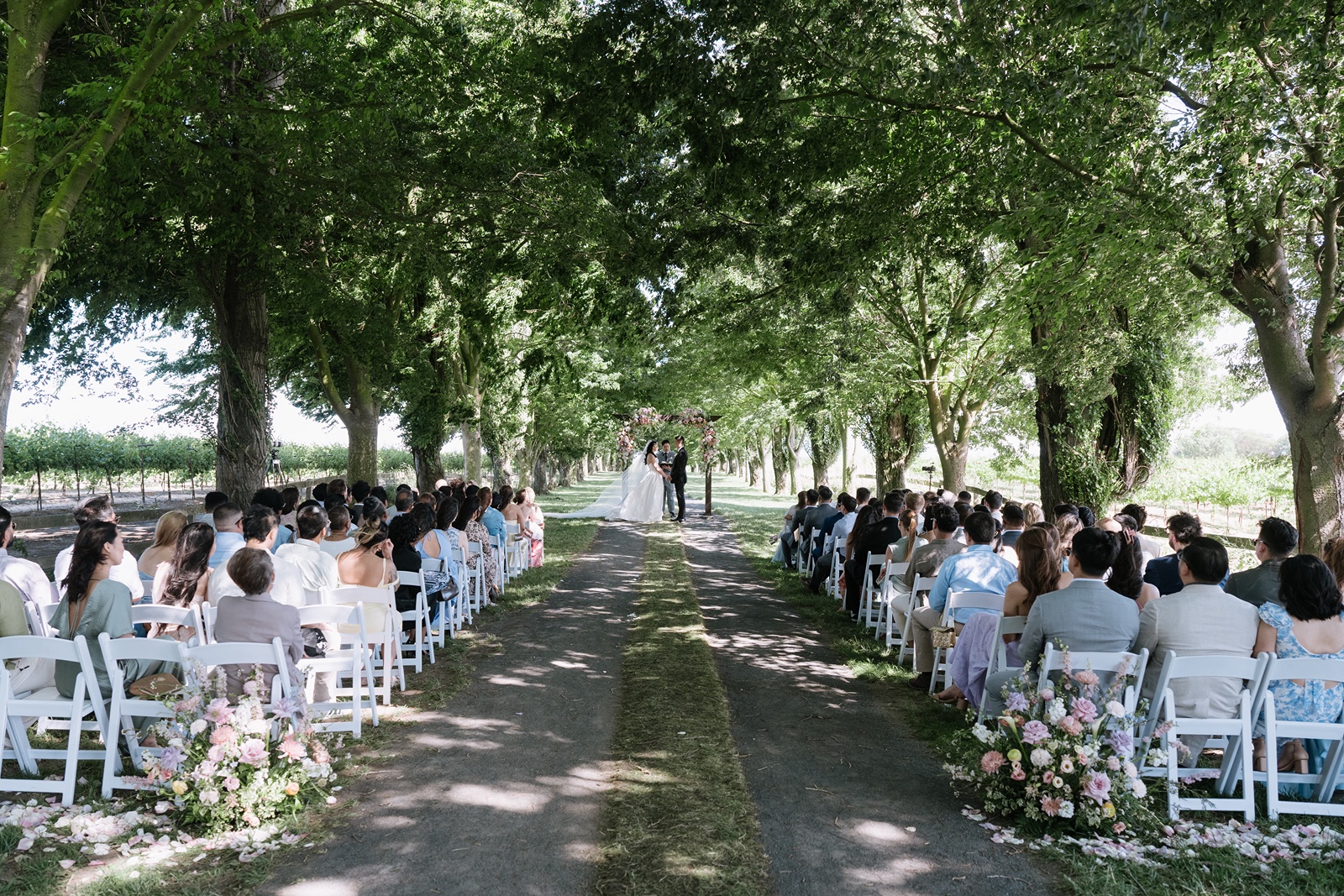 Outdoor wedding ceremony setup at Cavaignac Estate