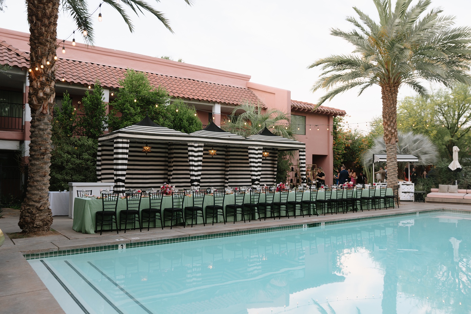 Wedding reception setup at the Sands Hotel and Spa in Palm Springs