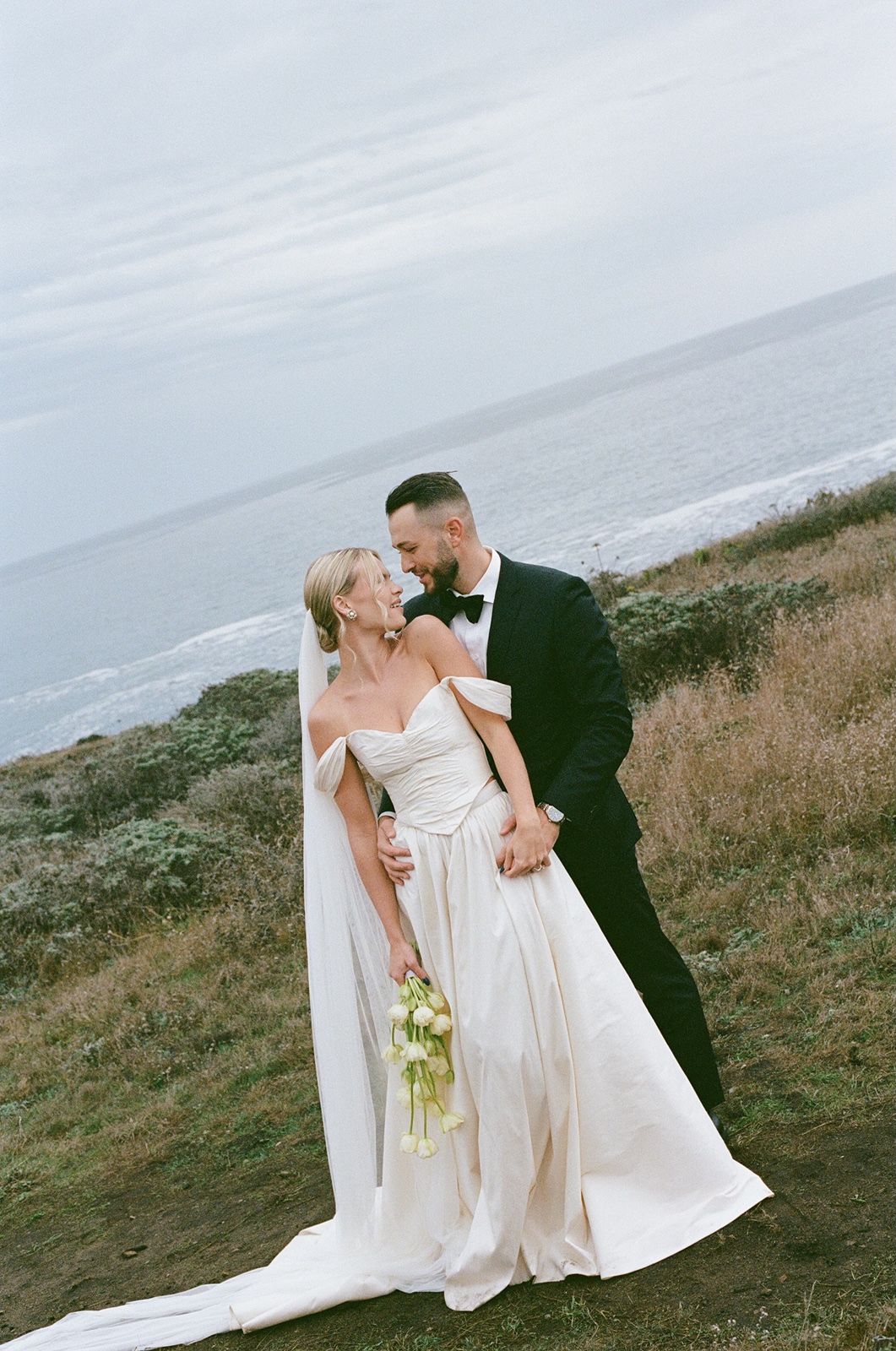 Bride and groom at their Sea Ranch Lodge wedding