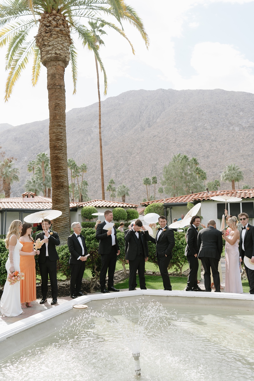 Wedding party at the Avalon Hotel Palm Springs wedding
