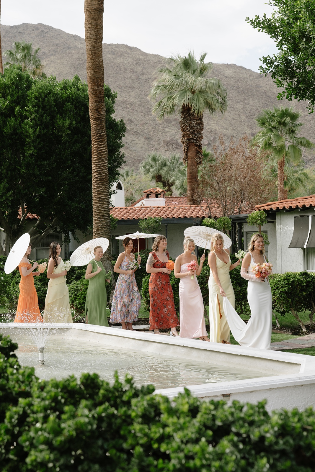 Bridesmaids at the Avalon Hotel Palm Springs wedding