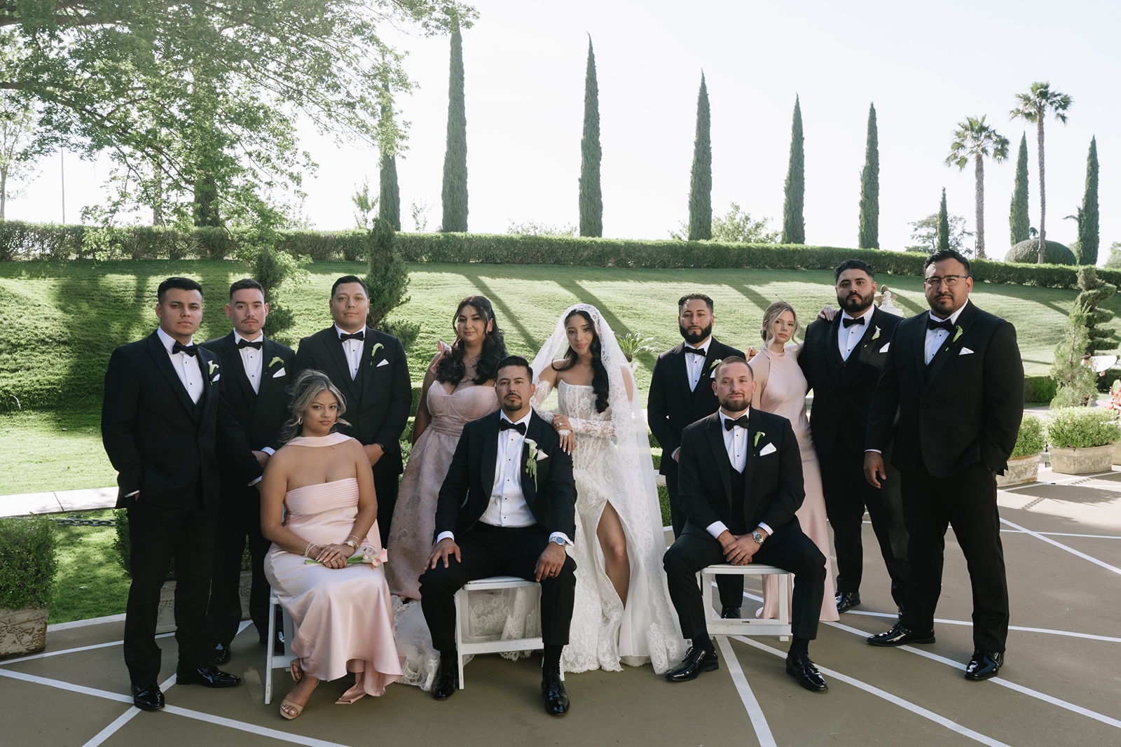 Wedding party at the romantic wedding at Grand Island Mansion