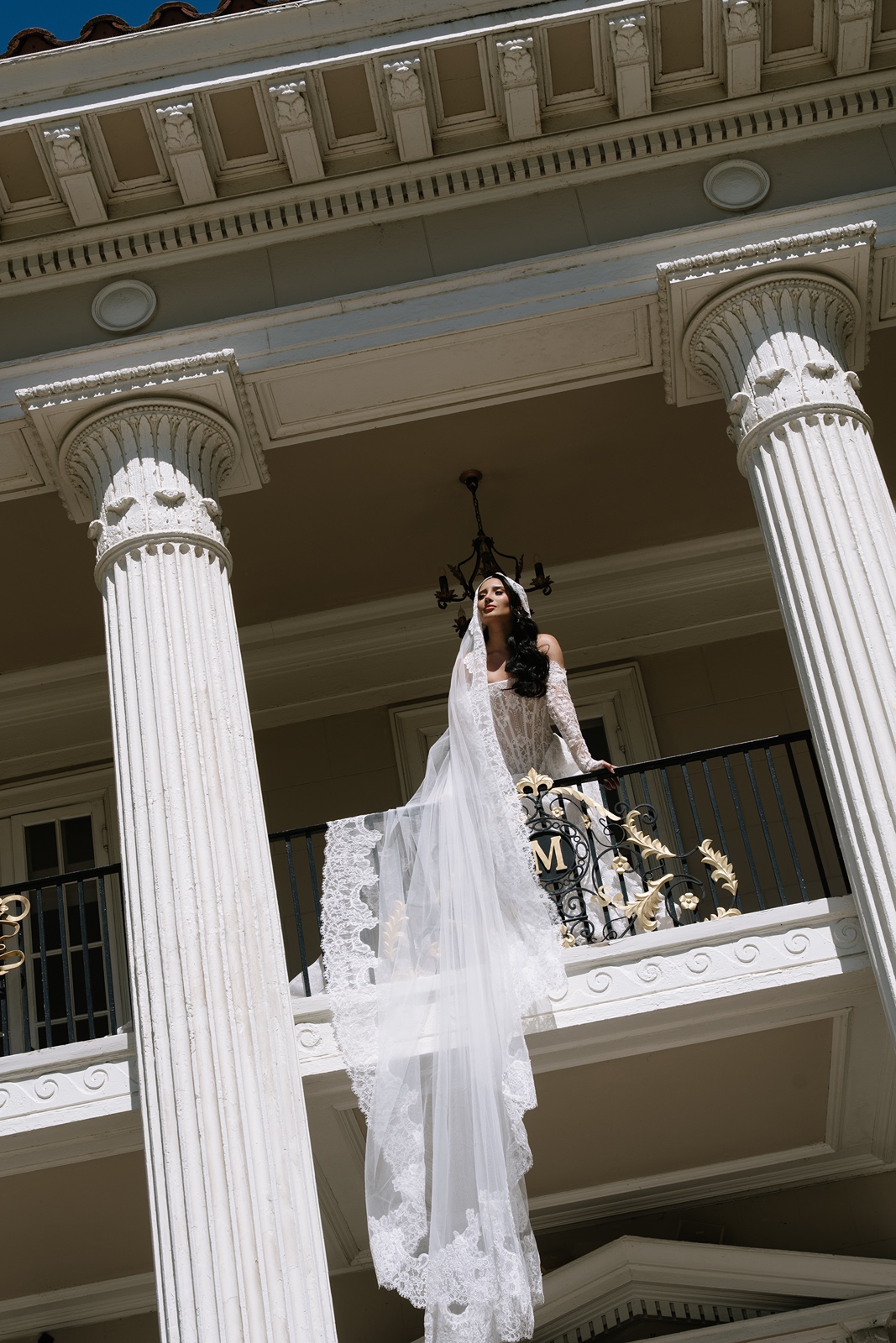 Bride at her romantic wedding at Grand Island Mansion