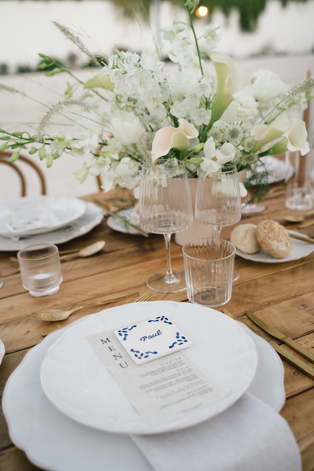 Flower arrangement at the destination wedding in Portugal