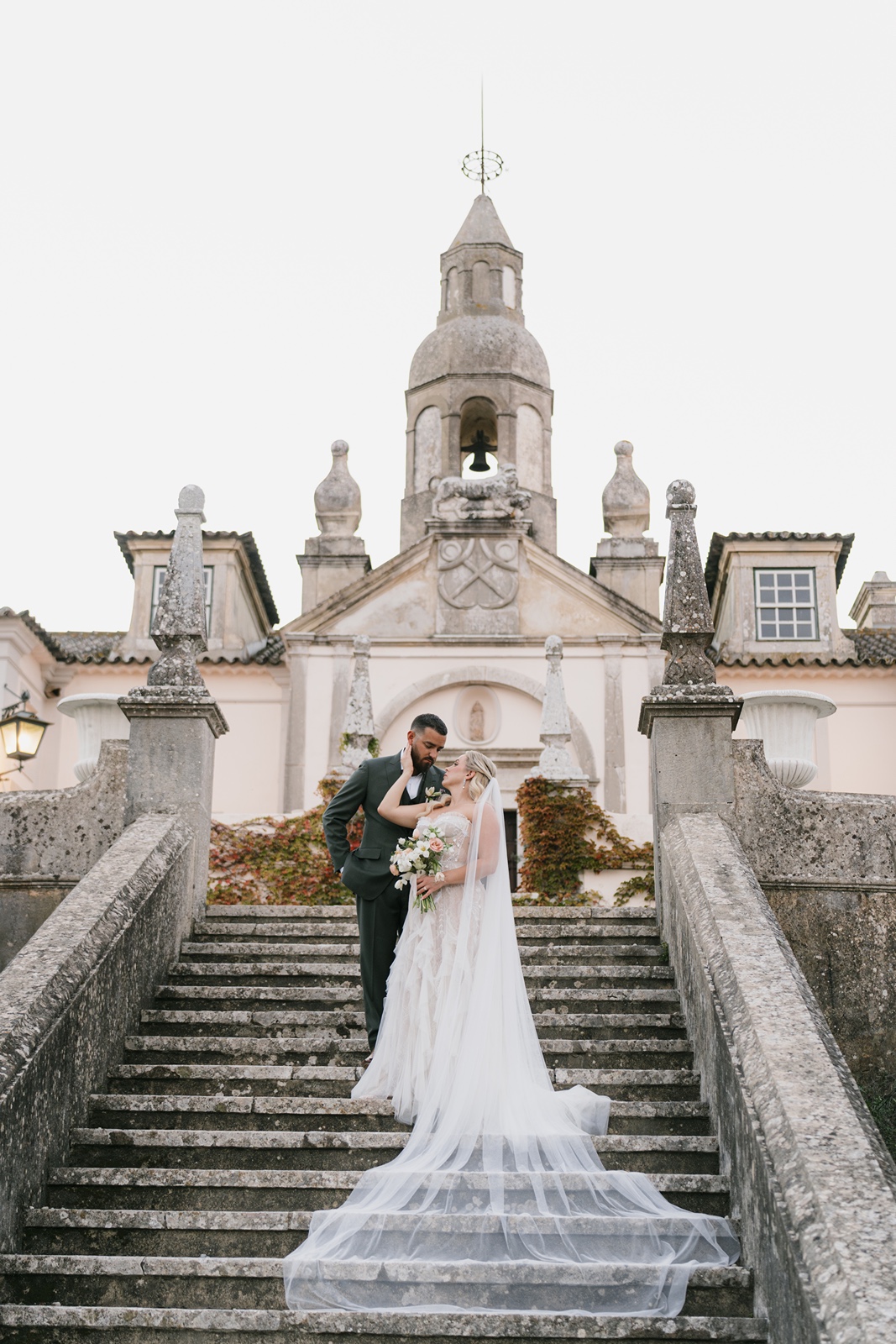 Bride and groom at their destination wedding in Portugal